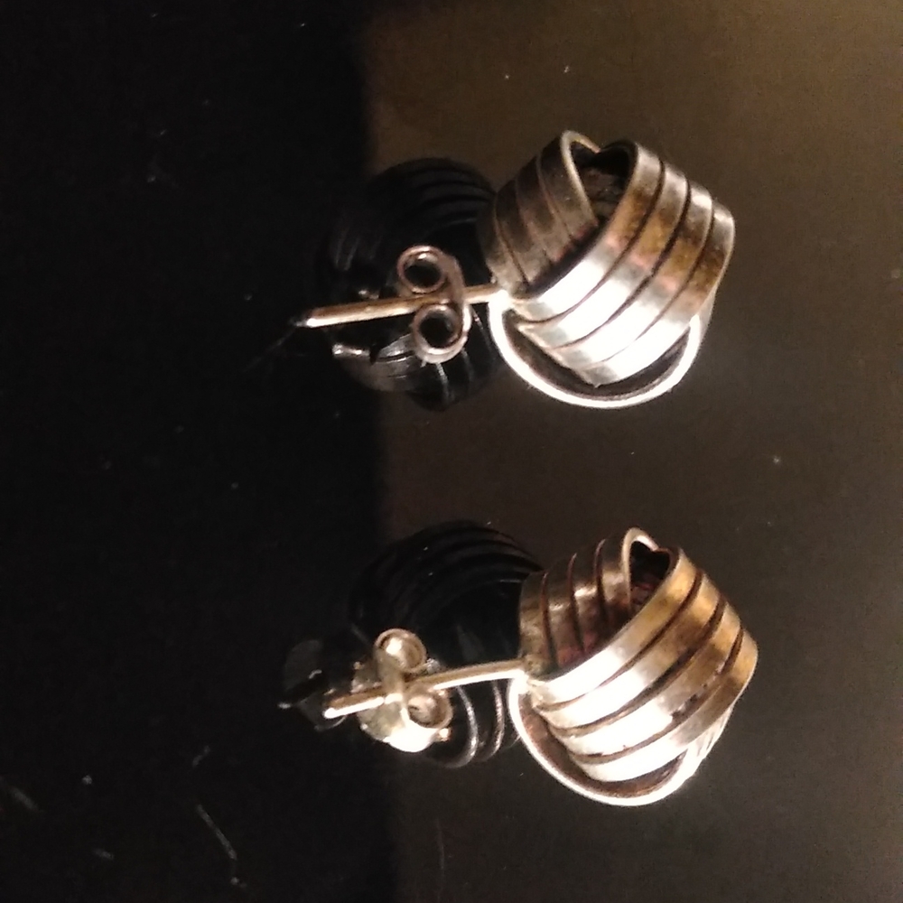 Sterling Silver Stud Earrings W/ Braided Ball